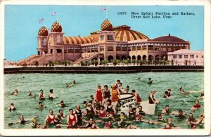 Vtg Great Salt Lake Utah UT Bathers at New Saltair Pavillion 1920s Postcard
