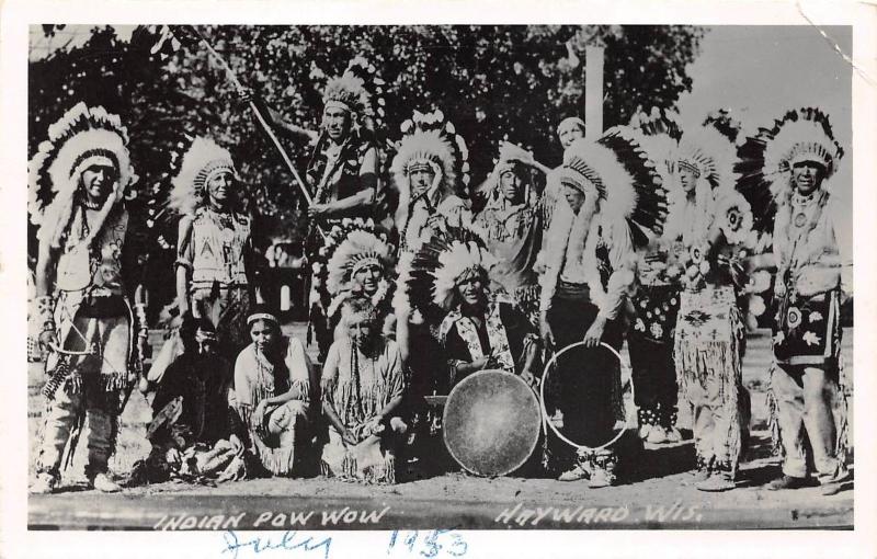 E19/ Native American Indian Photo RPPC Postcard 1953 Hayward Wisconsin Powwow 28