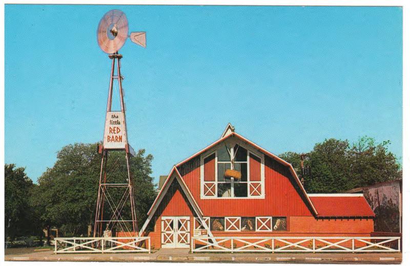 THE LITTLE RED BARN RESTAURANT DALLAS TX near SMU 1960s POSTCARD 