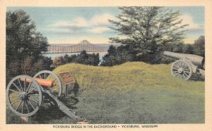 BRIDGE CIVIL WAR GUNS VICKSBURG MISSISSIPPI NATIONAL MILITARY PARK POSTCARD