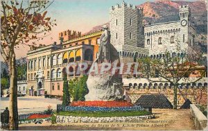 Old Postcard Monaco - the palace of the prince and the commemorative monument