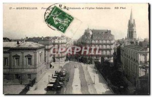 Montpellier Old Postcard Perspective of the National Street and St. Anne & # ...