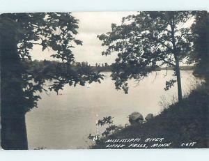 1943 rppc GREAT VIEW OF MISSISSIPPI RIVER Little Falls Minnesota MN HM2582