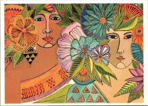 Blossoming Women 1992 Laurel Burch Postcard Acrylic & Ink Art UNP