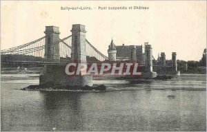 Old Postcard Sully sur Loire Suspension Bridge and Chateau