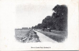 Postcard OH Cleveland Drive in Gordon Park Buggies UDB ~1905 B4