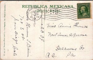 Postcard Mexican Girls Making Drawnwork Mexico 1909