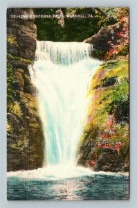 Buckhill PA- Pennsylvania, Lower Buckhill Falls, Water Fall, Linen Postcard 