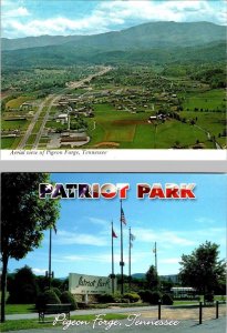 2~4X6 Postcards Pigeon Forge, TN Tennessee CITY BIRD'S EYE VIEW & PATRIOT PARK