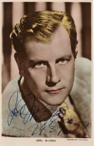 Joel McCrea Western Cowboy Old Actor WW2 Hand Signed Photo