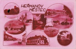 Czech Republic Heřmanův Městec Multiview RPPC 06.88