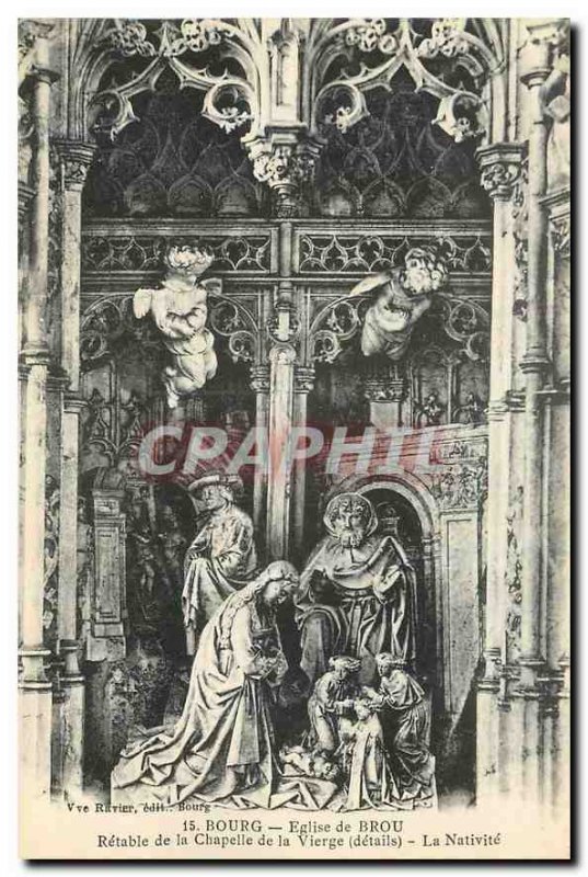 Old Postcard Bourg Brou Church Altarpiece of the Chapel of the Virgin The Nat...