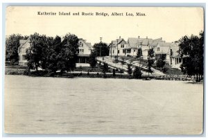 1910 Katherine Island Rustic Bridge Exterior View Albert Lea Minnesota Postcard