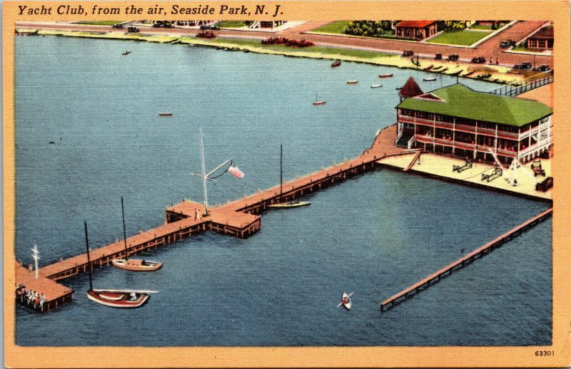 Vtg 1930s Yacht Club Aerial View Seaside Park New Jersey NJ Unused Postcard