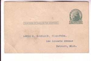 Postal Stationery Jefferson,  Lewis H Scurlock, Detroit Michigan