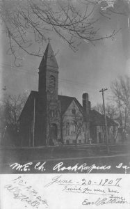 RPPC ROCK RAPIDS, IA M.E. Church Iowa Vintage Real Photo Postcard 1907