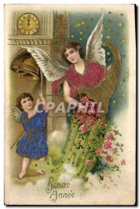 Old Postcard Angel Angels Fancy Happy new year Horn & # 39abondance