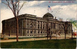 Postcard LIBRARY SCENE Milwaukee Wisconsin WI AL8454