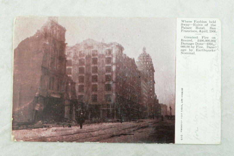 C.1906 San Francisco Earthquake Palace Hotel Postcard P97