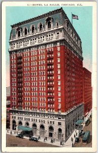 Hotel La Salle Chicago Illinois IL Cross Streets Building Cars Postcard