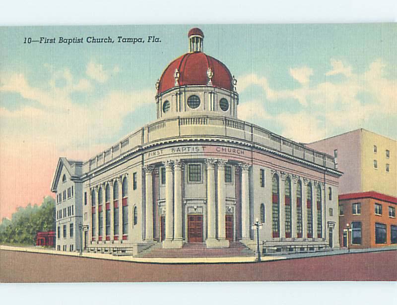 Unused Linen CHURCH SCENE Tampa Florida FL p4524