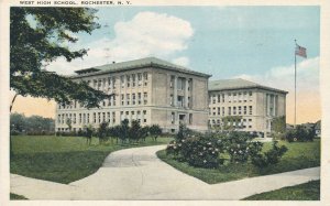 Rochester NY New York West High School Flowers and American Flag - pm 1923 - WB