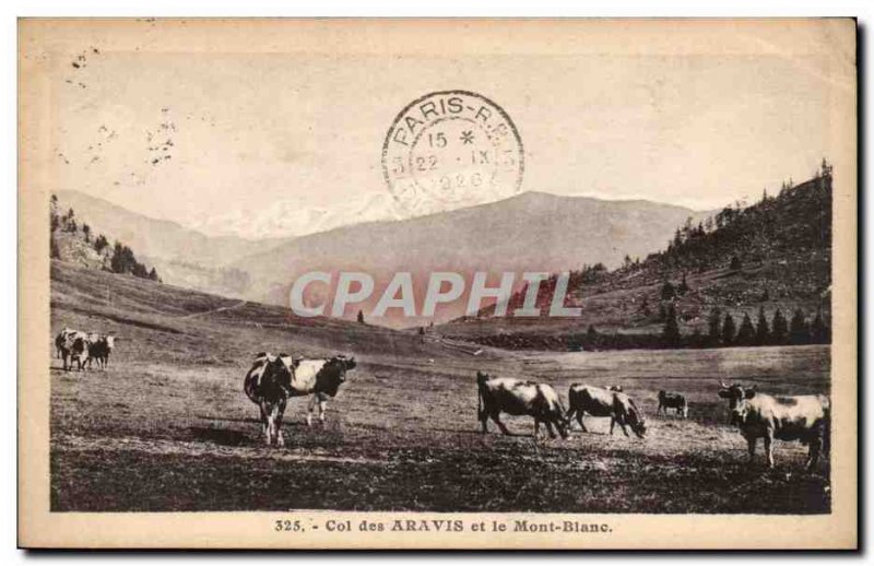 Old Postcard Col des Aravis and Mont Blanc Cows