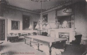 Billiard Snooker Table Room at Chatsworth House Derby Antique Postcard