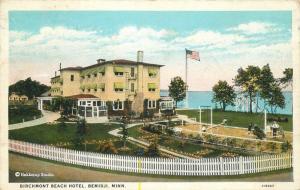 Bemidji Minnesota Birchmont Beach Hotel 1939 roadside Teich flag postcard 102010