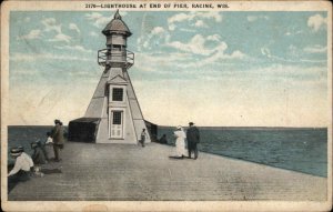 Racine Wisconsin WI Lighthouse c1910 Vintage Postcard