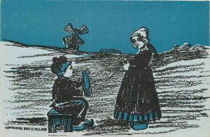 Postcard C-1910 Hillson Dutch Children weaving windmill 23-11296