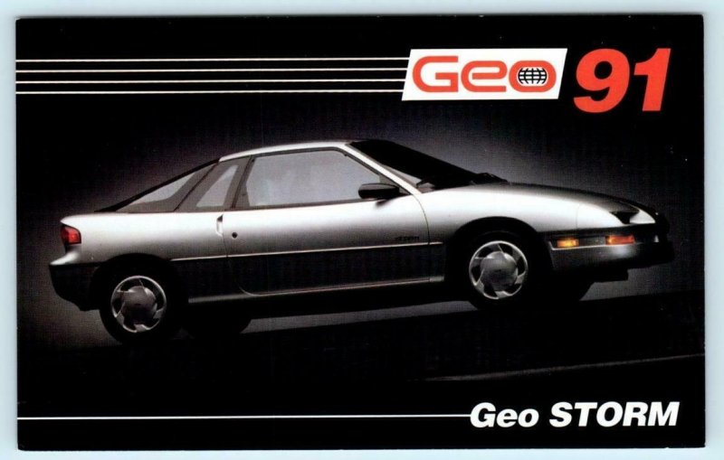 Automobile Advertising 1991 GEO STORM Sleek Sporty Car Postcard 
