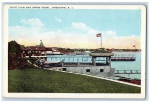 1926 Yacht Club And Shore Scene Jamestown Rhode Island RI Posted Boat Postcard