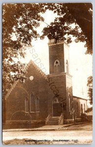 K35/ Coaticook Quebec Canada RPPC Postcard c1910 Baptist Church 50
