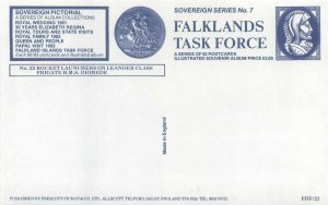 Falklands task force postcard rocket launchers on leander class frigate Diomede