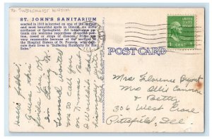 1944 View Of St. John's Sanitarium Tuberculosis Hospital Springfield IL Postcard 