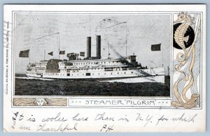 1905 STEAMER PILGRIM FANCY BORDER SEAHORSE MERMAID ART NOUVEAU RICHMOND HILL LI