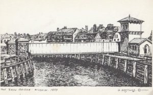 The Iron Bridge Wisbech Victorian Painting Cambs Postcard