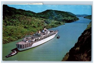 Panama Postcard MV Oriana Large Tourist Liner Passing Through Culebra Cut 1970