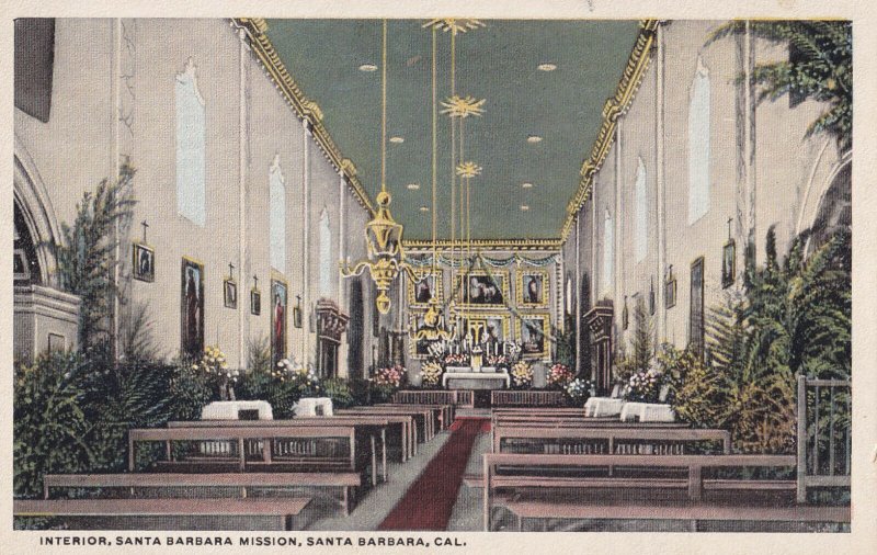 SANTA BARBARA, California, 1900-1910s; Interior, Santa Barbara Mission