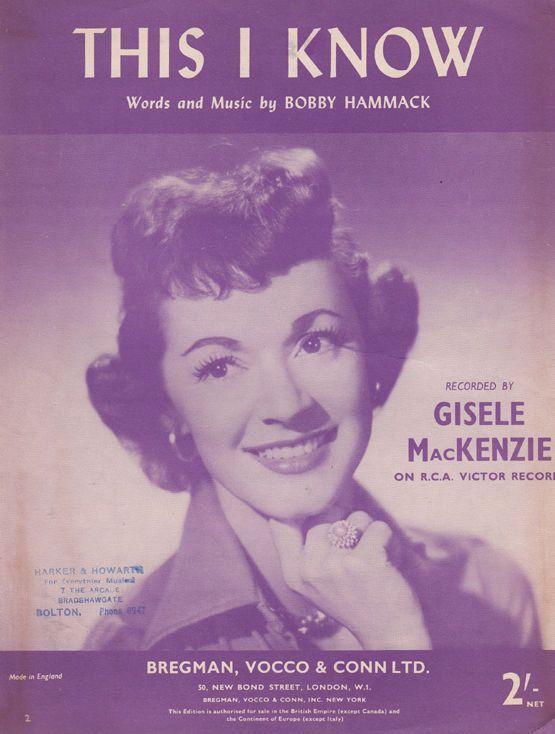 This I Know Gisele MacKenzie 1950s Sheet Music