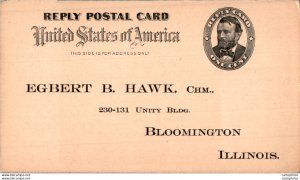 US Postal stationery 1c to Egbert Hawk Bloomington Illinois