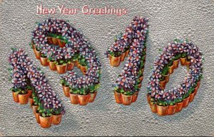 Happy New Year 1910 With Flowers