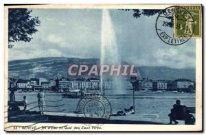 Postcard Old Geneva Jet d & # 39Eau And Quai Des Eaux Vives