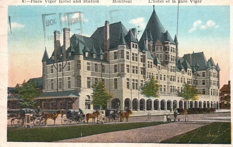 Montreal Canada, 1930 Place Viger Hotel and Station Landmark, Vintage Postcard