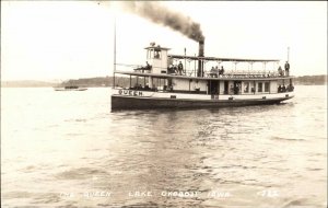Lake Okoboji Iowa IA Steamer Boat Queen Real Photo Postcard
