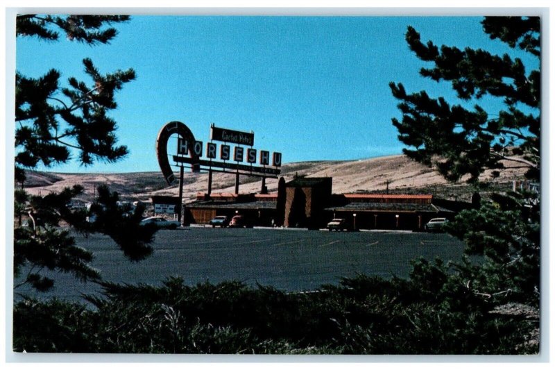 c1960 Horseshu Casino Restaurant Cocktail Lounge Jackpot Nevada Vintage Postcard