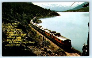 WHITE PASS & YUKON RAILWAY ~ Menu LUNCH STOP Lake Bennett B.C. Canada Postcard