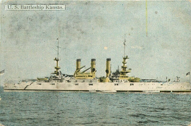 1908 Navy Military US Battleship Kansas LA Postcards Postcard 21-5959