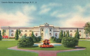 Vintage Postcard 1930's Lincoln Baths Saratoga Springs New York Colorpicture Pub